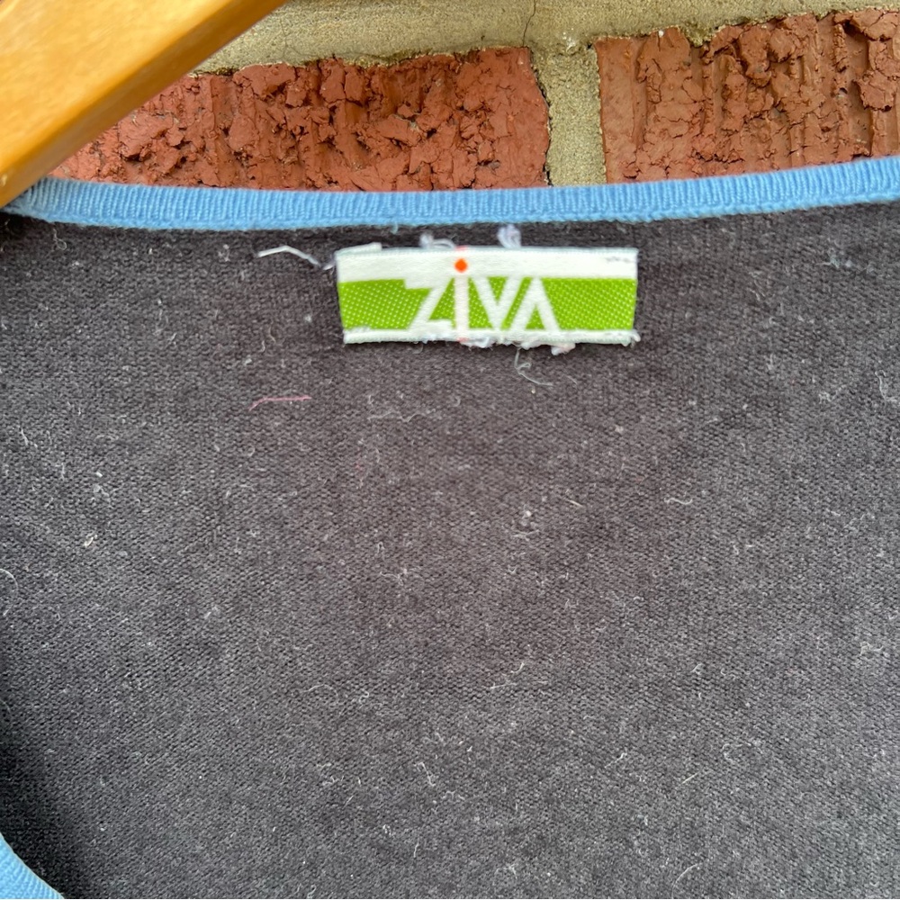 Ziva Black and Blue Hem Square Button Sweater Cardigan - Picture 3 of 5